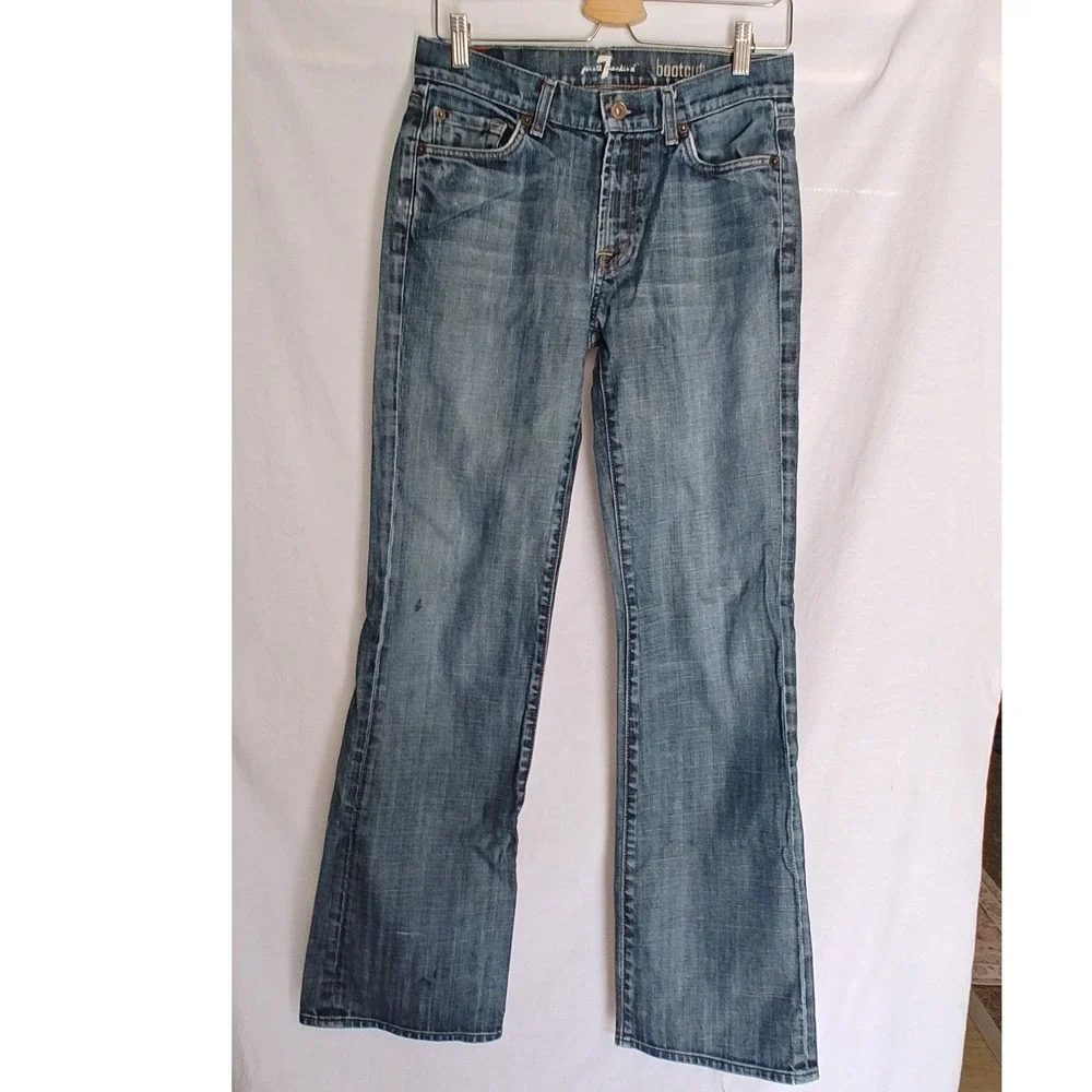 7 For All Mankind Bootcut Jeans 29 Blue Stretch Denim‎ Squiggle Y2K Low Rise
